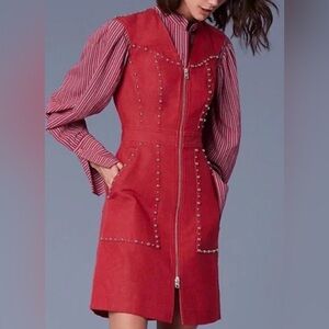Diane Von Furstenberg Red Embellished Sheath Mini Dress